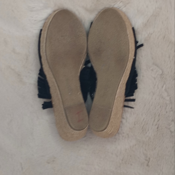 Minnetonka Ashley Western Fringe Bohemian Espadrille Wedge Bikercore Slingback - Picture 9 of 10